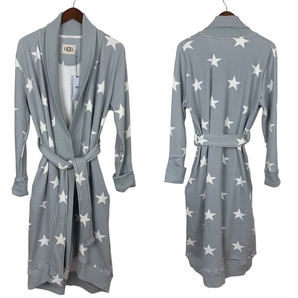 UGG Intimates & Sleepwear New Ugg Karoline Womens Fleece Shawl Collar Robe Grey With White